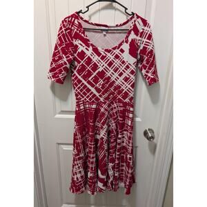 Lularoe Womens S Nicole Knee-length Dress Red White Valentines Casual Work